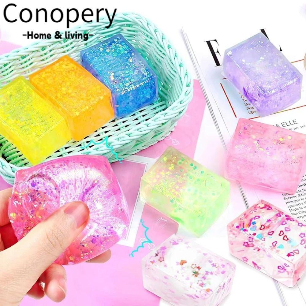 CONOPERY Long lanh Squishy Cube, Kết cấu mềm Malt Sugar Gel Ice Cube, Sáng tạo tăng chậm Giải nén Sq