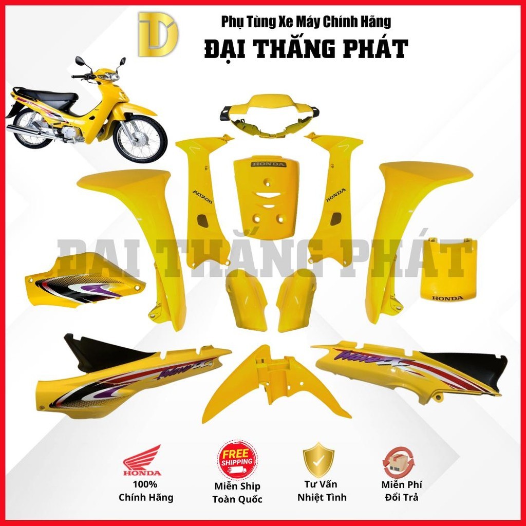 (Có bán lẻ) Dàn áo xe Wave Anpha 100cc năm 2004 - màu Vàng - Y106 chính hãng - HP