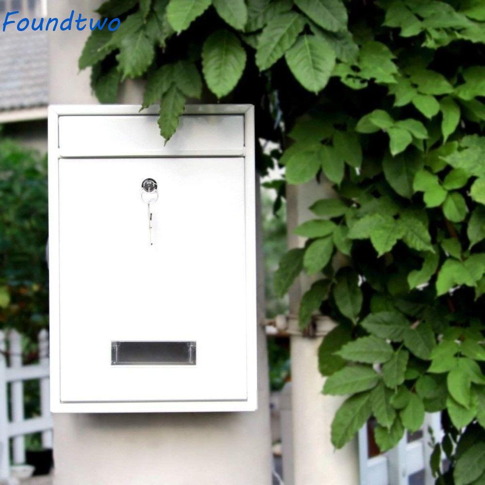 Hộp thư treo tường FOUNDTWO, Hộp chữ thiếc sắt chống mưa, Hộp đựng báo có 2 phím Cửa sổ trong suốt H
