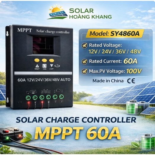 Bộ Điều Khiển Sạc Năng Lượng Mặt Trời MPPT  12V/24V36V/48V -SẠC MPPT SA4860A SOLAR TECH 60A