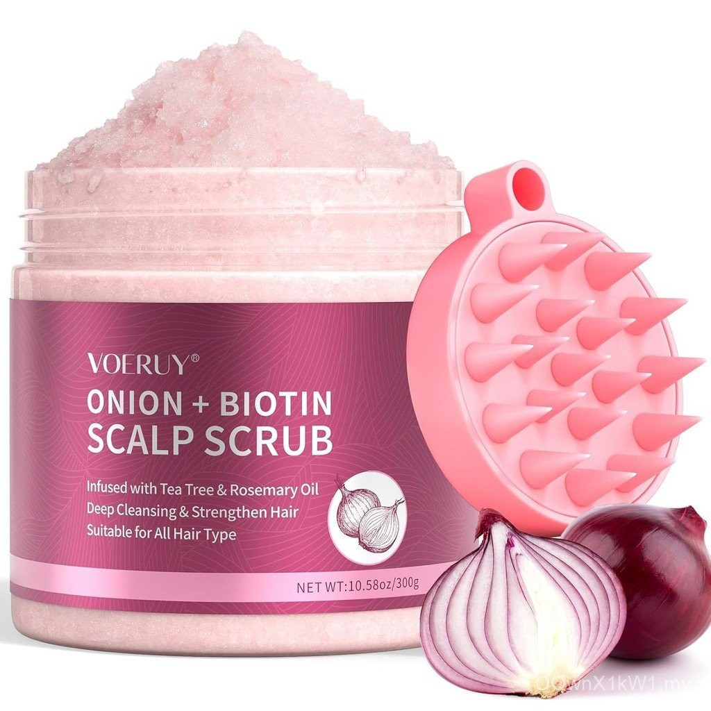Scalp scrub, onion scalp exfoliating shampoo, 2-in-1 scalp care, containing biotin for purifying and