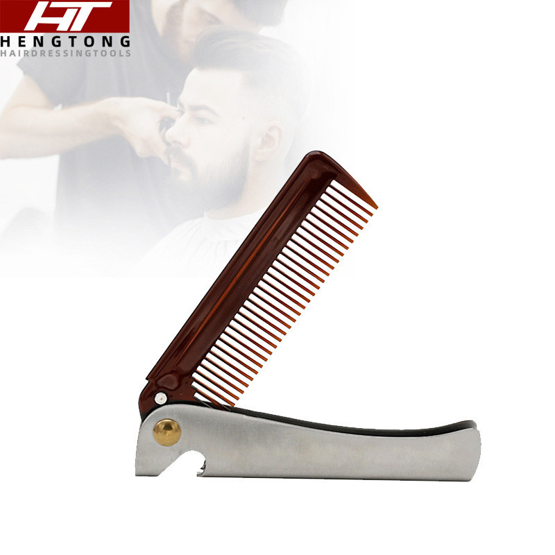 Lược dầu gấp bằng thép không gỉ cho râu, lược đầu dầu, lược chải tóc, cọ tạo kiểu di động, cọ chải t