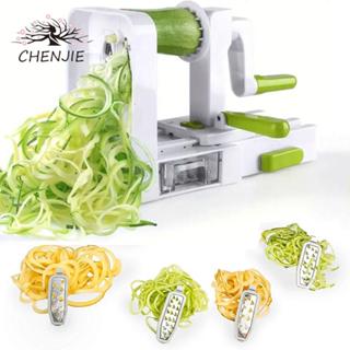 Máy xoắn ốc rau củ CENJIE, Máy xay tay 4 lưỡi có thể gập lại, Dễ dàng làm sạch Đa chức năng Máy làm mì Zucchini thủ công bền bỉ Máy làm khoai tây