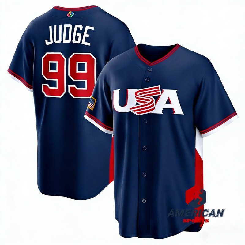 Áo Bóng Chày Màu Navy Blue Cho Nam USA Aaron Judge Aaron Judge, World Cup 2026