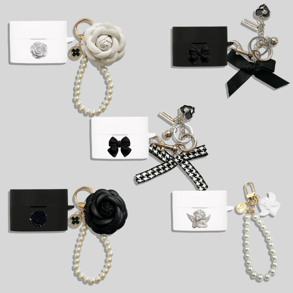 Case for Sony WF-1000XM6 Silicone Soft Case Cute Angel Pearl Bracelet Cartoon Metal Panda Pendant Su