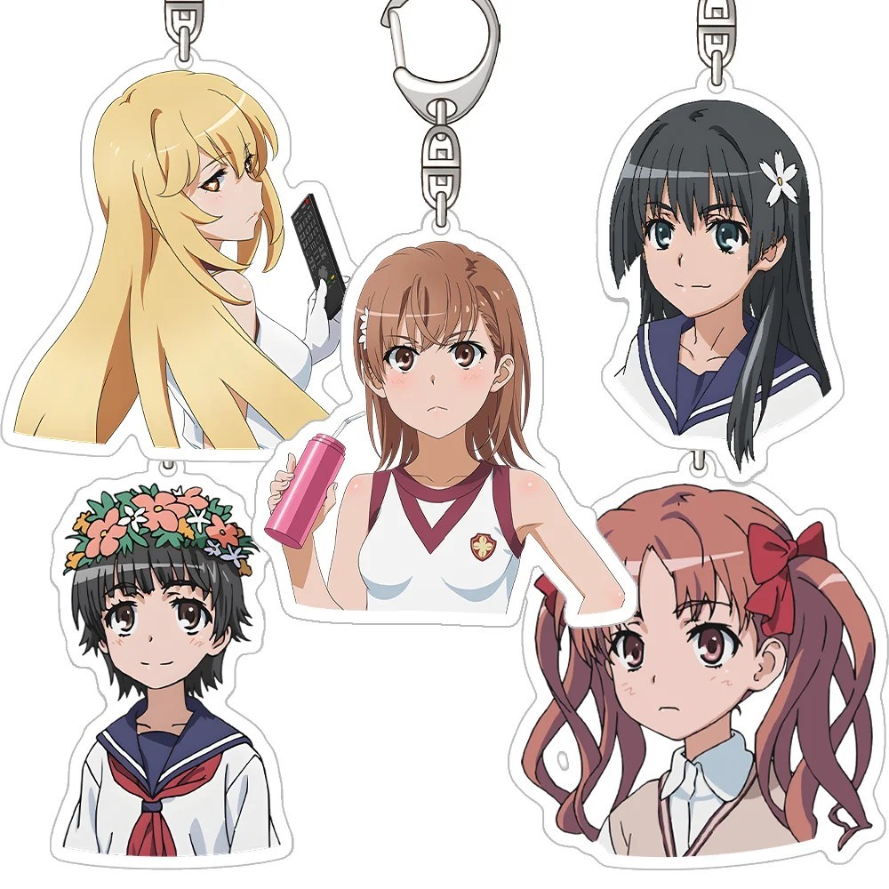 Móc khóa Anime Toaru Kagaku no Railgun Misaka Mikoto Shirai Kuroko Shokuhou Misaki Mica Acrylic tran
