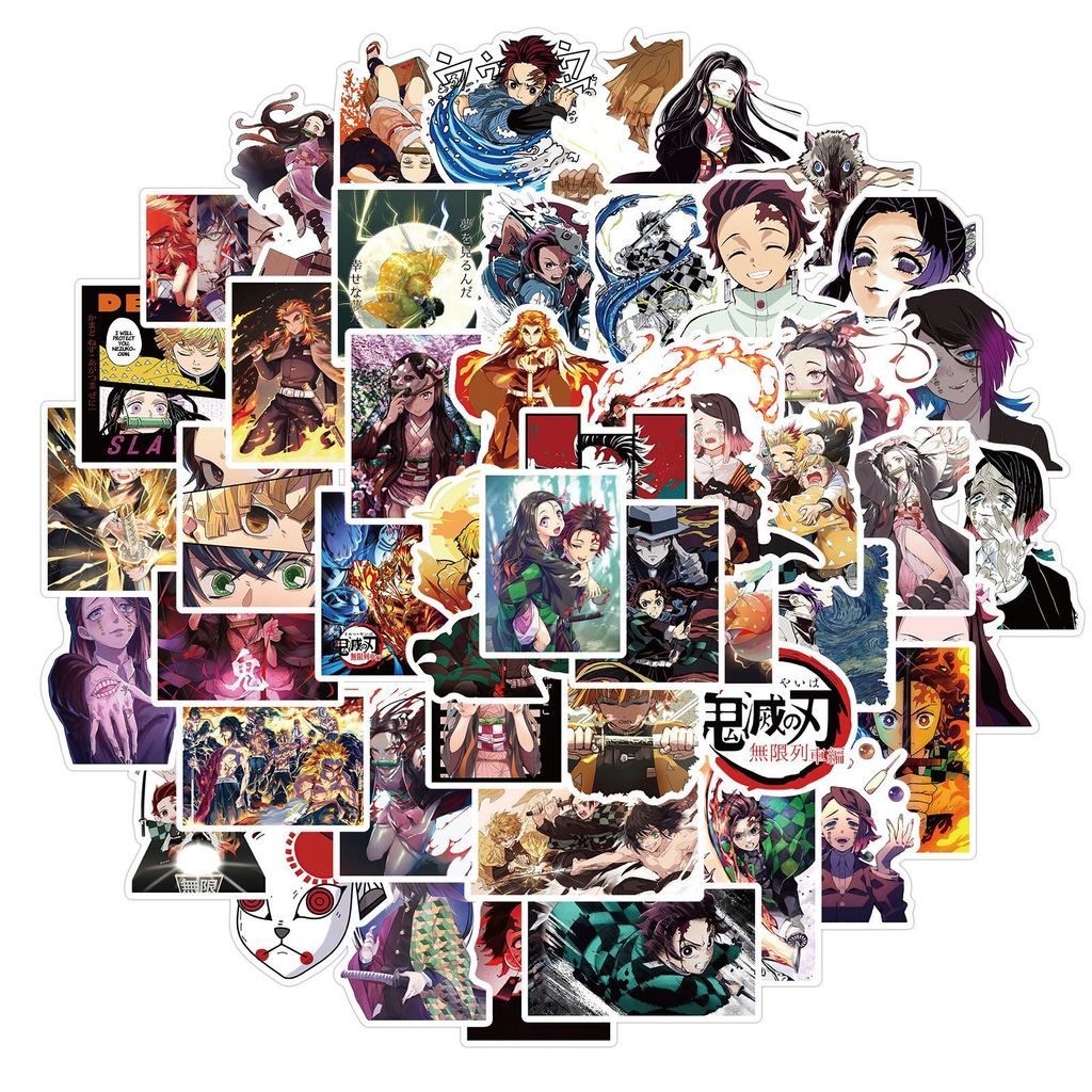 50 Cái / gói Demon Slayer: Kimetsu no Yaiba – Mugen Train Anime Dán DIY Chống Thấm Nước