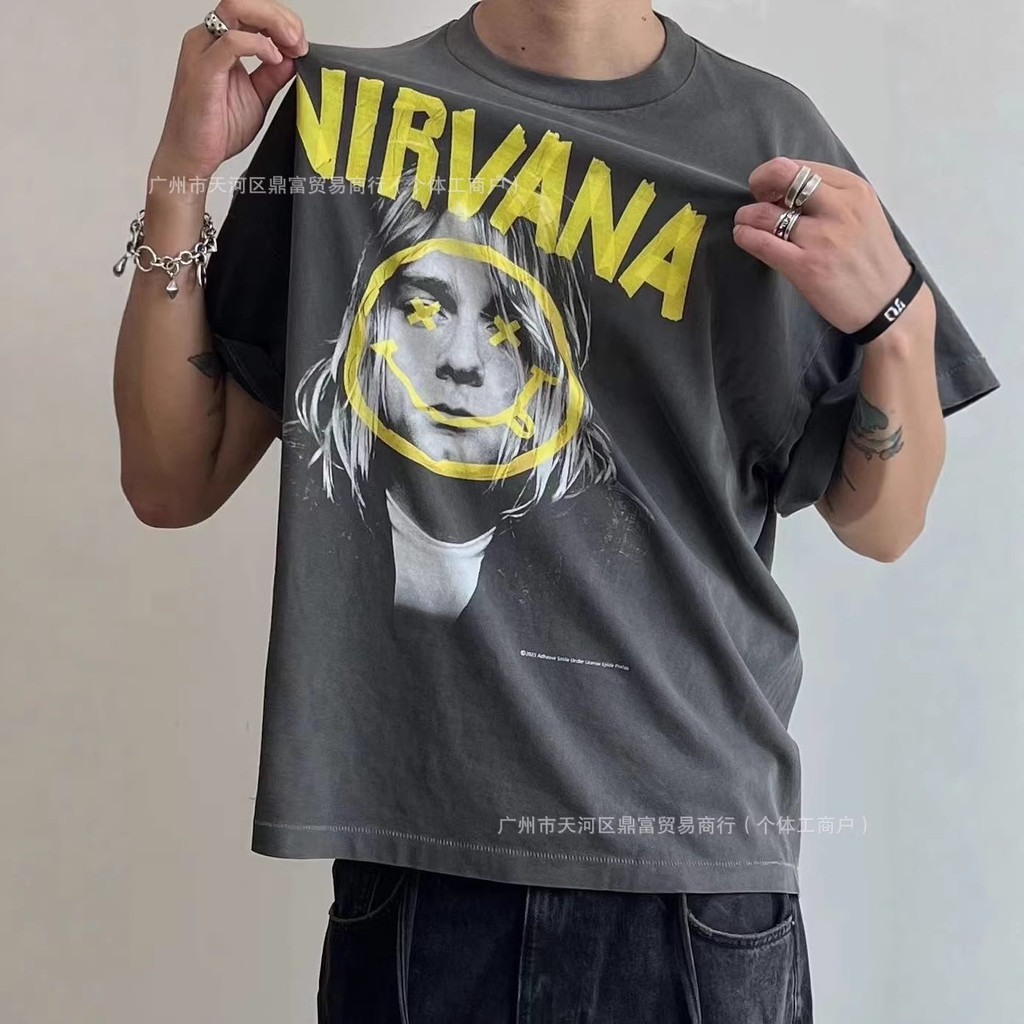 2XFP Epide 23SS Nirvana-style bandage print vintage washed distressed short sleeves T Shirt