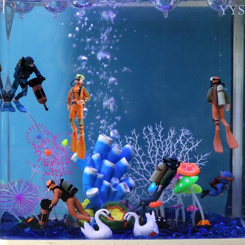 YYS Bể Cá Diver Trang Trí Tay Tô Màu Nhựa Diver Nổi Phụ Kiện Nhỏ