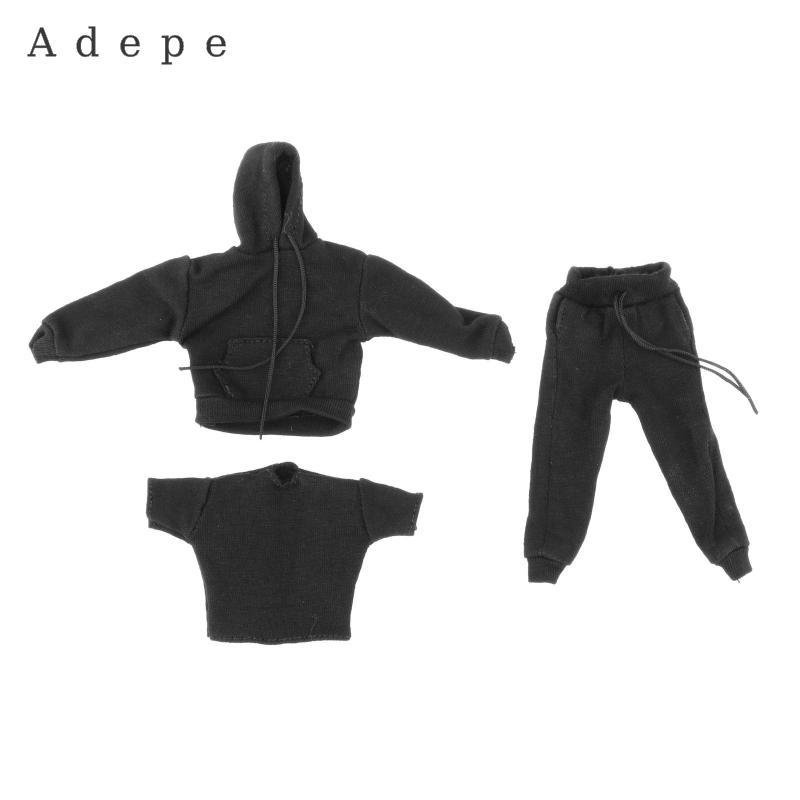 Quần áo tỷ lệ 1: 12 Bộ đồ thể thao Quần áo nam nữ cho 6 "Đen 12in.