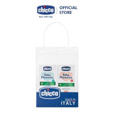 (Tặng túi đựng) Combo Chicco mềm mịn 6 (Sữa tắm gội Hoa cúc 200ml & Dầu mát-xa Hạt Bông)