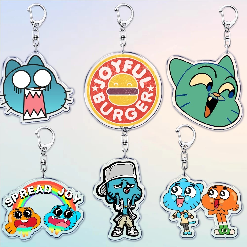 Móc khóa Gumball và Darwin Watterson mica Acrylic dễ thương Thế Giới Kỳ Diệu của Gumball TAWOG làm q