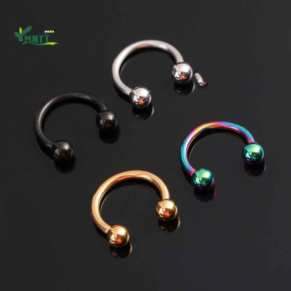 Mặt Nạ Thép Body Piercing Septum & Tragus, Nhẫn Mũi Hình Chữ C Bóng Tròn
