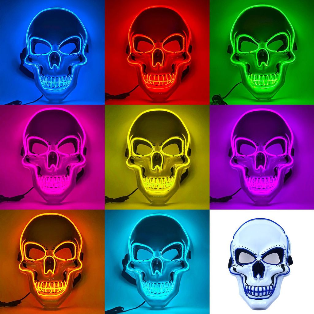 Halloween Skull Glowing Mask Châu Âu Mỹ Phim Kinh Dị Ngộ nghĩnh Full Face LED Mask Road