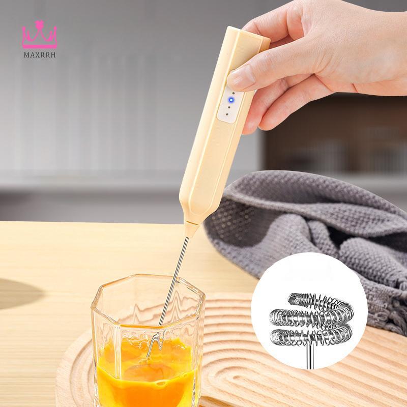 Máy tạo bọt sữa cầm tay điện Maxrrh, Máy trộn kem cà phê, Máy đánh trứng, Được làm bằng thép không gỉ 304, Máy đánh trứng gia dụng đa chức năng. Mới