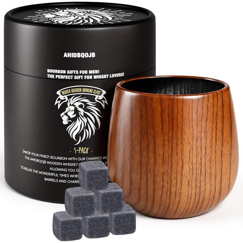 Ly uống rượu Bourbon gỗ - Whisky gỗ Charred - Ly rượu whisky dành cho nam - Quà tặng Bourbon cho nam