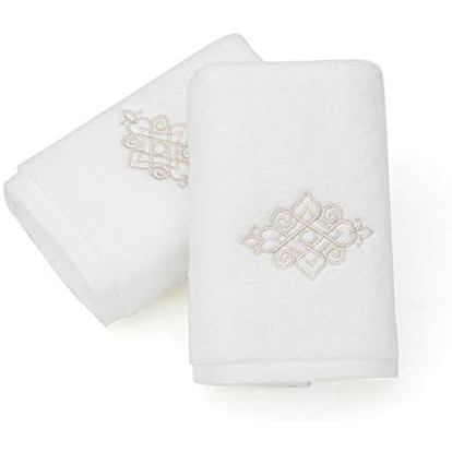 Sense gnosis Bộ khăn tay sang trọng màu trắng gồm 2 chiếc siêu dày 100% Cotton mềm mại Khăn tay tran