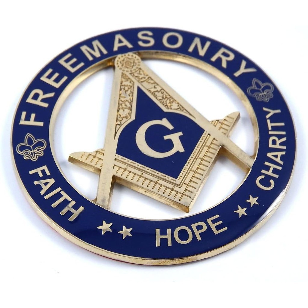 Freemason, Faith Hope and Charity 3 "Metal Emblem 3D Masonic Decal MAS4