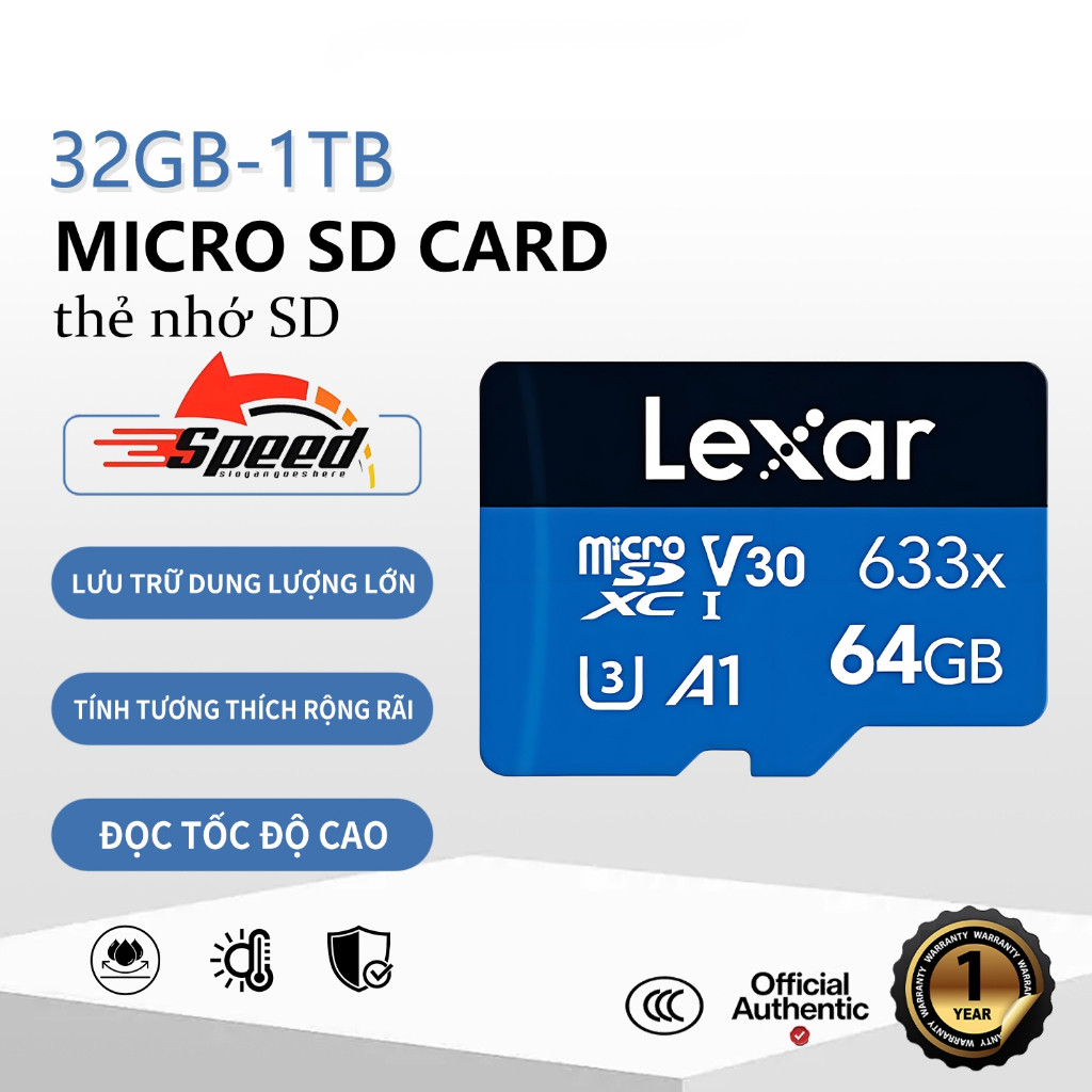 Thẻ nhớ Lexar A1 100MB BLUE | Thẻ Nhớ Cho Camera, Flycam, Điện Thoại | Chính Hãn