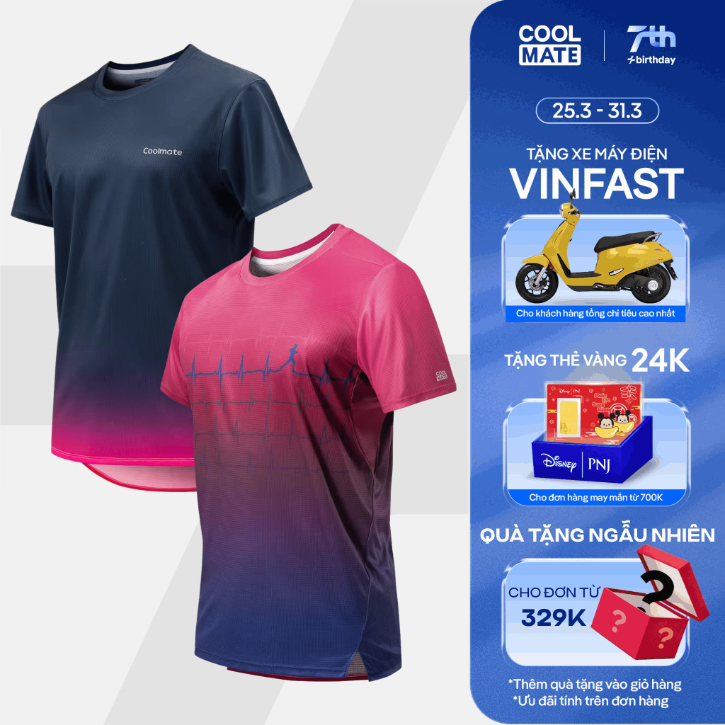 Combo 2 áo thun thể thao chạy bộ graphic siêu nhẹ thấm hút đa dạng màu Coolmate