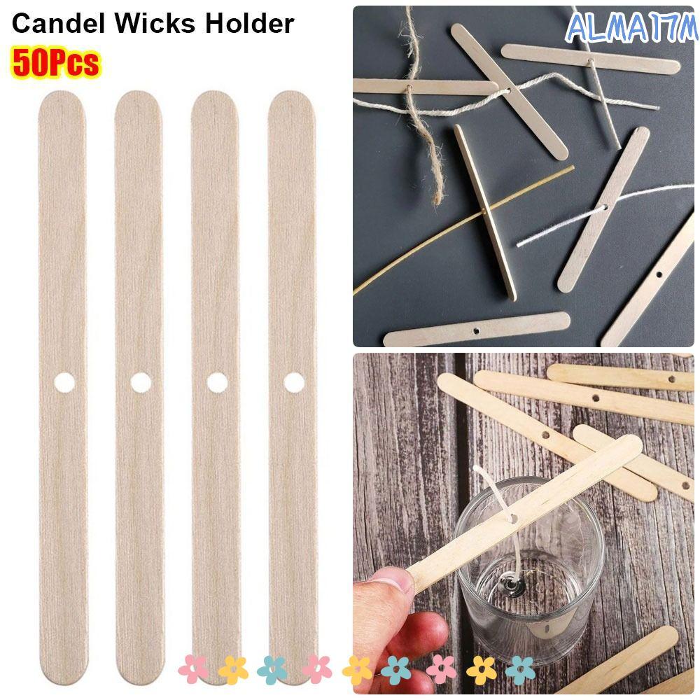 ALMA1 50 Cái Giá đỡ bấc Candel, Dụng cụ làm Candel 114mm bằng gỗ, Thiết bị định tâm DIY Phụ kiện Can