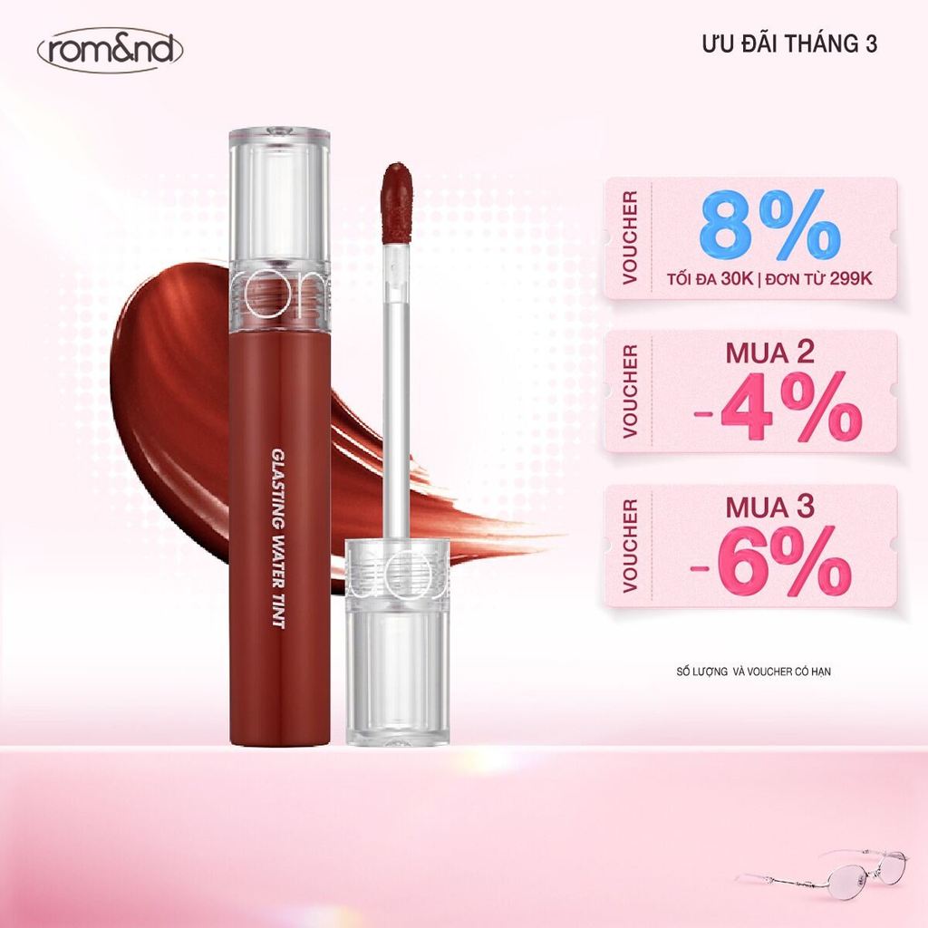 [Rom&nd x KOL] Son tint nước siêu lì, lâu trôi Hàn Quốc Romand Glasting Water Tint 4g