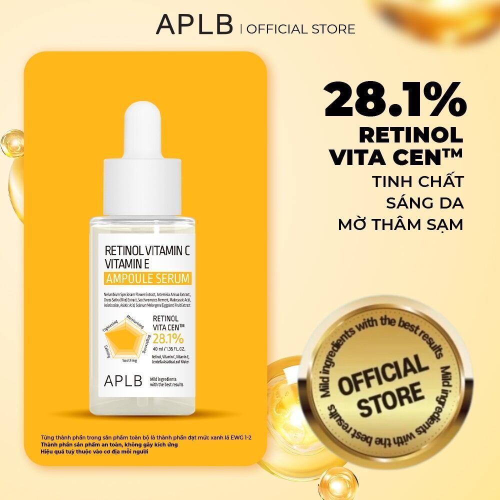 Serum Vitamin C Trắng Sáng Da 40ml APLB Retinol Vitamin C Vitamin E Ampoule Serum, Serum Retinol Trẻ Hoá Da