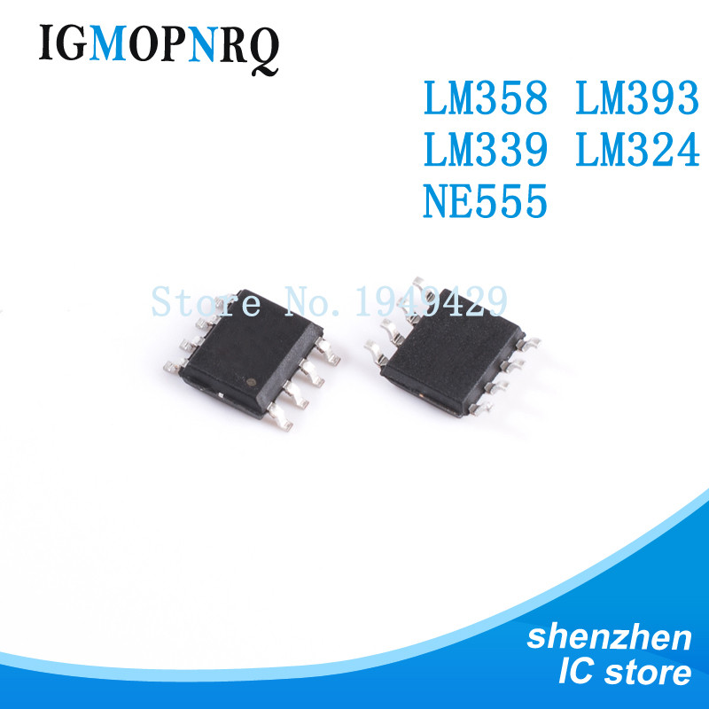 Bộ 50 LM358DR LM324DR LM339DR LM393DR SOP SMD LM358 LM393 LM339 LM324 NE555 NE555DR Khuếch Đại Mạch 