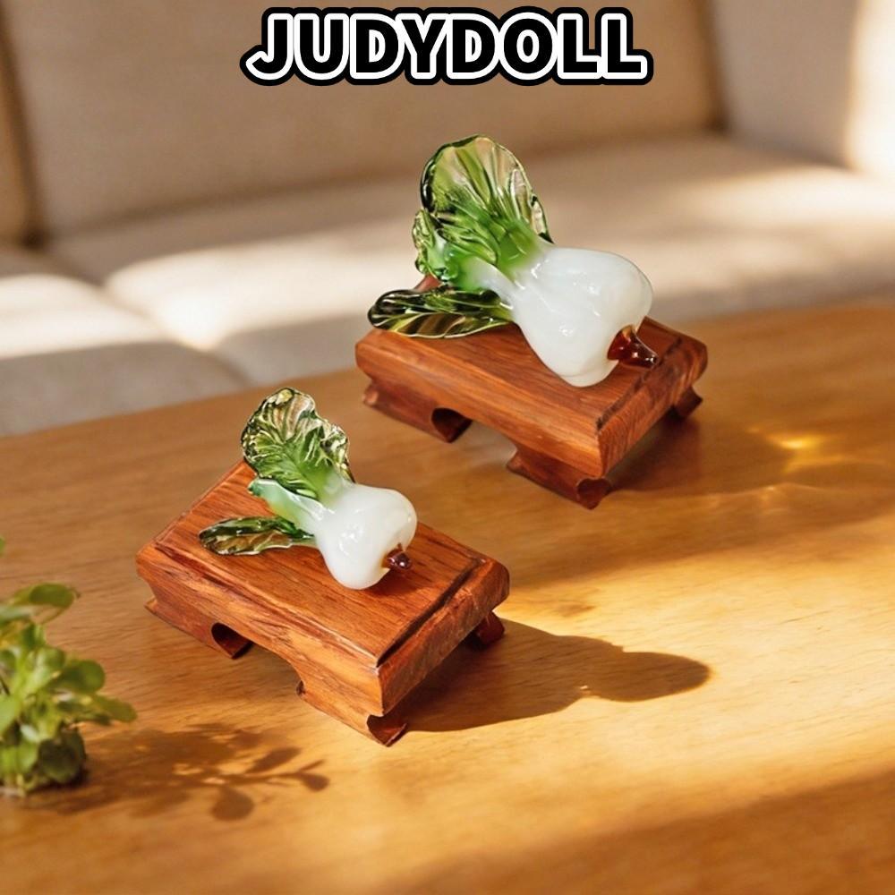 Trang trí bàn làm việc pha lê JUDYDOLL, Kính thổi Bok Choy Shape Glass Bok Choy, Thiết kế thịnh vượn