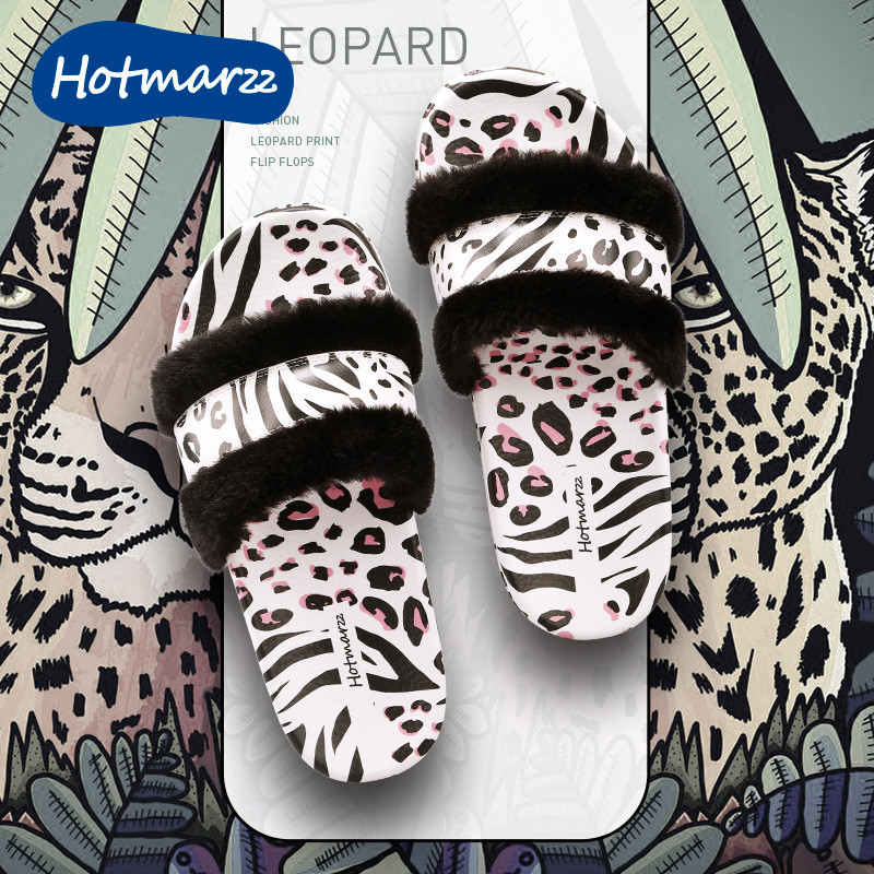 Hotmarzz Hotmarzz Da Báo In Nữ Mặc Bên Ngoài Dép Dép Dép Dép Đi Bên Ngoài Dép