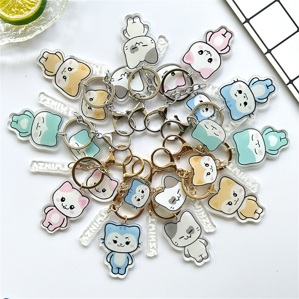 3PCS KPOP ITZY Acrylic Double-sided Keychain Twinzy Cartoon Keyring Yeji Lia Ryujin BORN TO