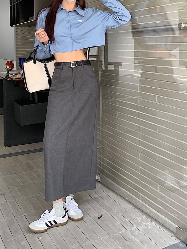 57078 Miễn Phí Thắt Lưng Váy Cạp Cao Giản Dị Mới