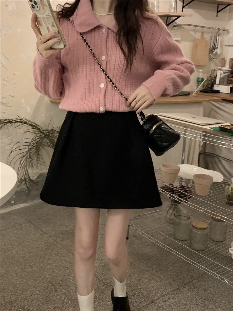 58329 Áo Khoác Dệt Kim Ve Áo Dễ Thương