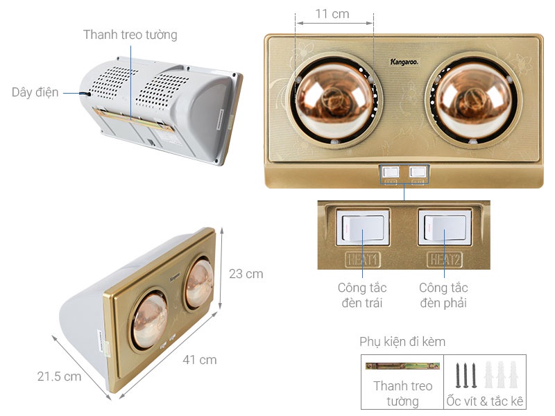 Đèn sưởi nhà tắm Kangaroo KG247
