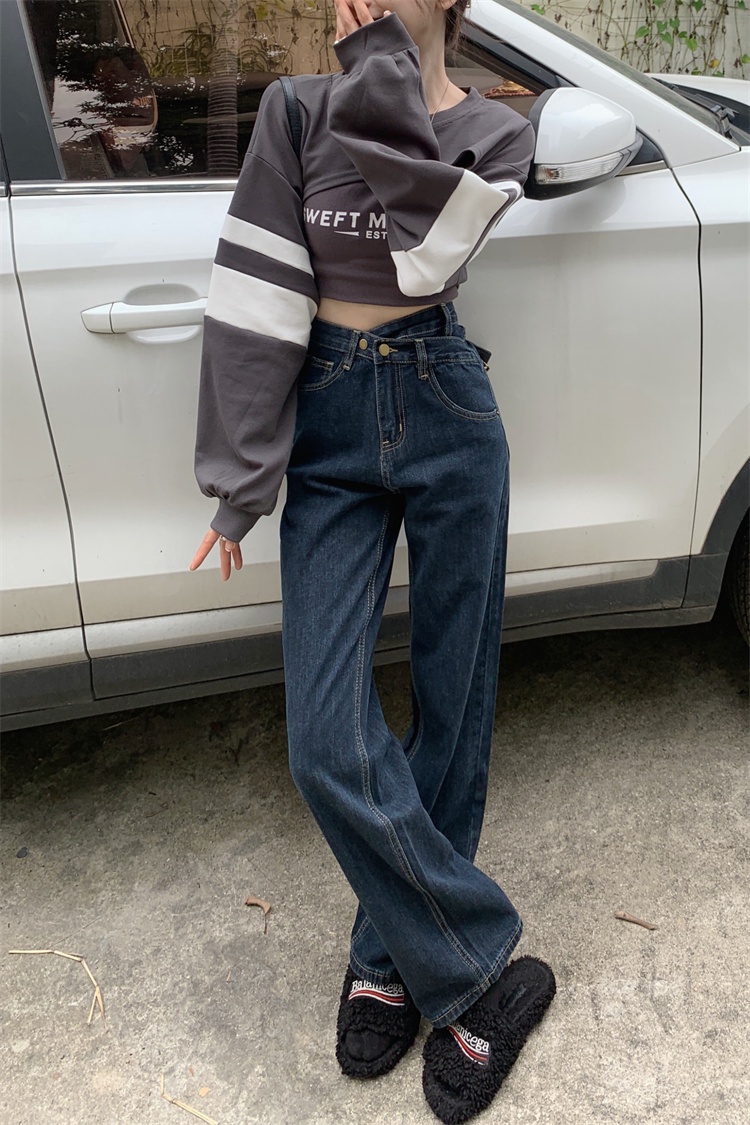 Quần Denim Ống Suông Rộng Phối Nút Thời Trang Cá Tính 58972