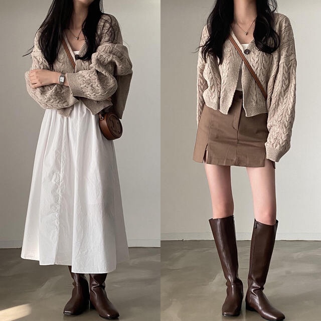 Áo Cardigan Len Dệt Kim Ngắn Dáng Rộng Cổ V Tay Dài Phong Cách Hàn Quốc Thời Trang Thu Đông Hàng Mới 57982