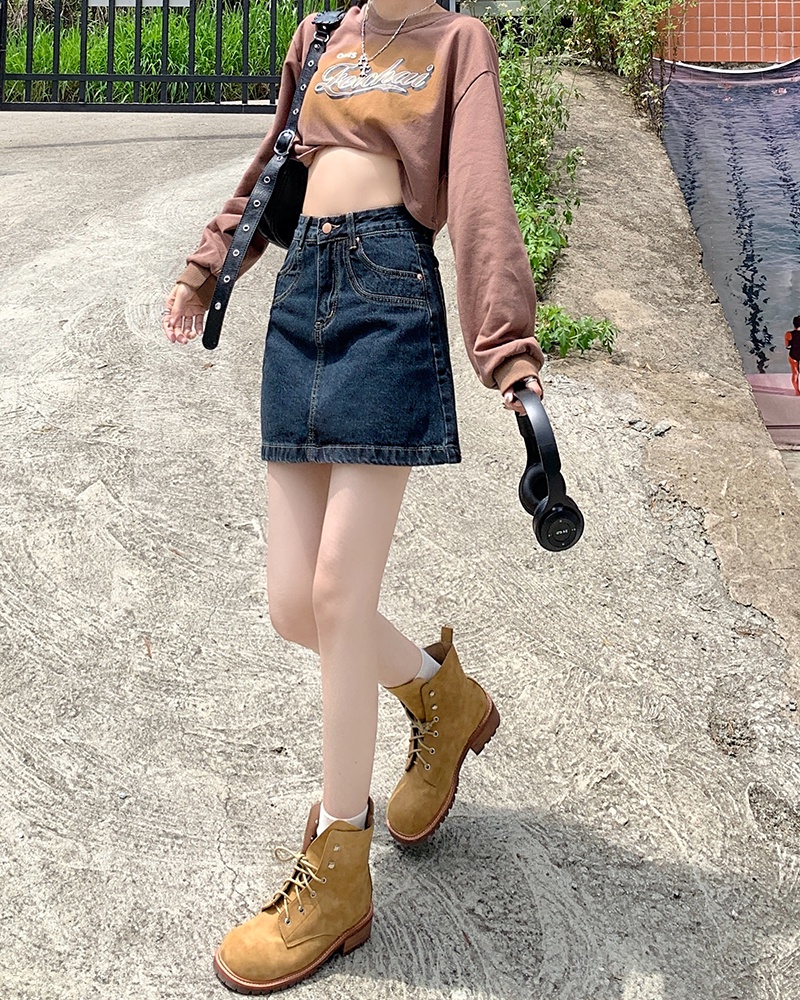 Chân Váy Denim Ngắn Lưng Cao Thời Trang Dành Cho Nữ 58314