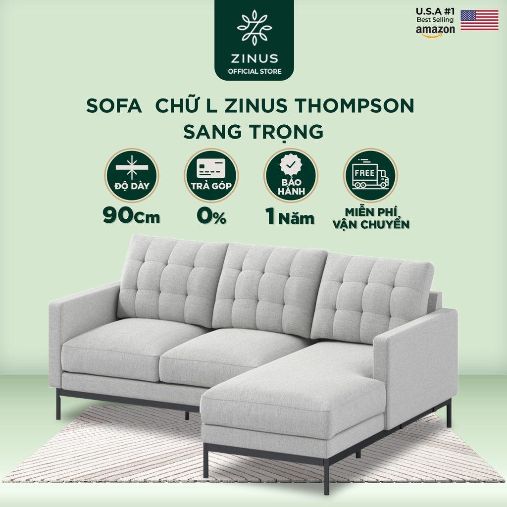 Ghế Sofa Zinus Thompson Chữ L Hiện Đại Sang Trọng - Zinus Thompson 2 S –  Zinus Vietnam Official