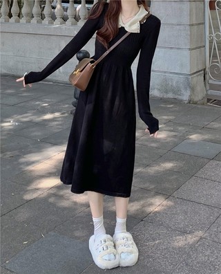 Đầm Đen Dài Tay Dáng Ôm 59575