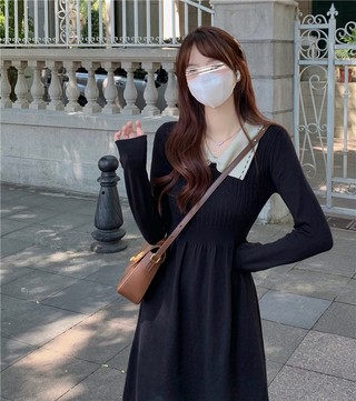 Đầm Đen Dài Tay Dáng Ôm 59575