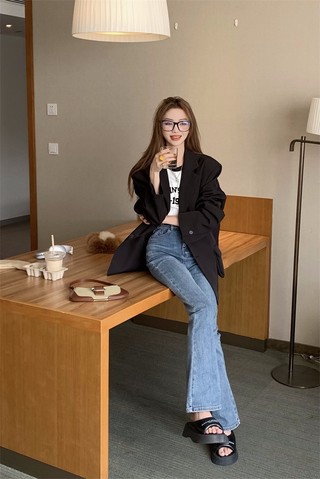 59281 Quần Denim Nữ Ống Loe Micro