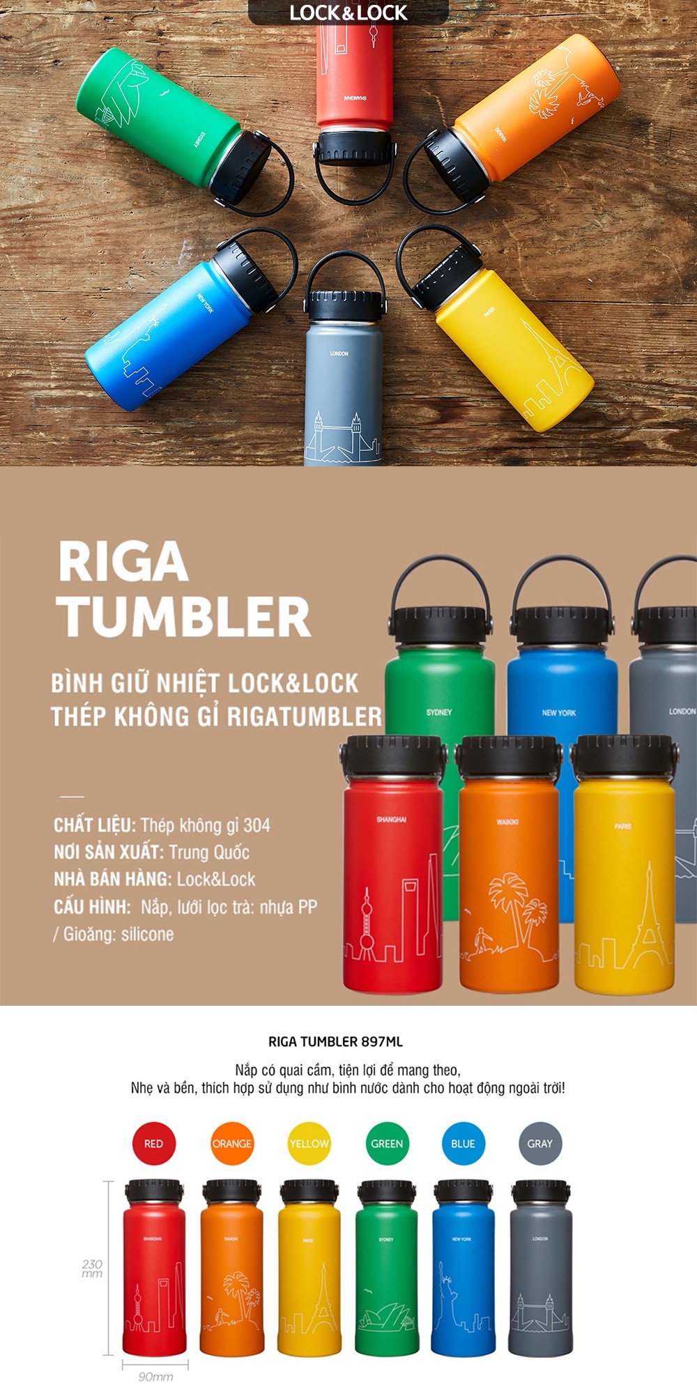 Bình Nước Giữ Nhiệt LocknLock 897ML Có Khay Lọc Trà Kèm Tay Cầm Lock ...