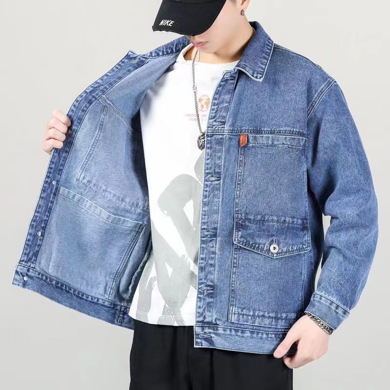 Áo Khoác Denim Cỡ Lớn Phối Nhiều Túi Thời Trang Nhật Bản Cá Tính Cho Nam