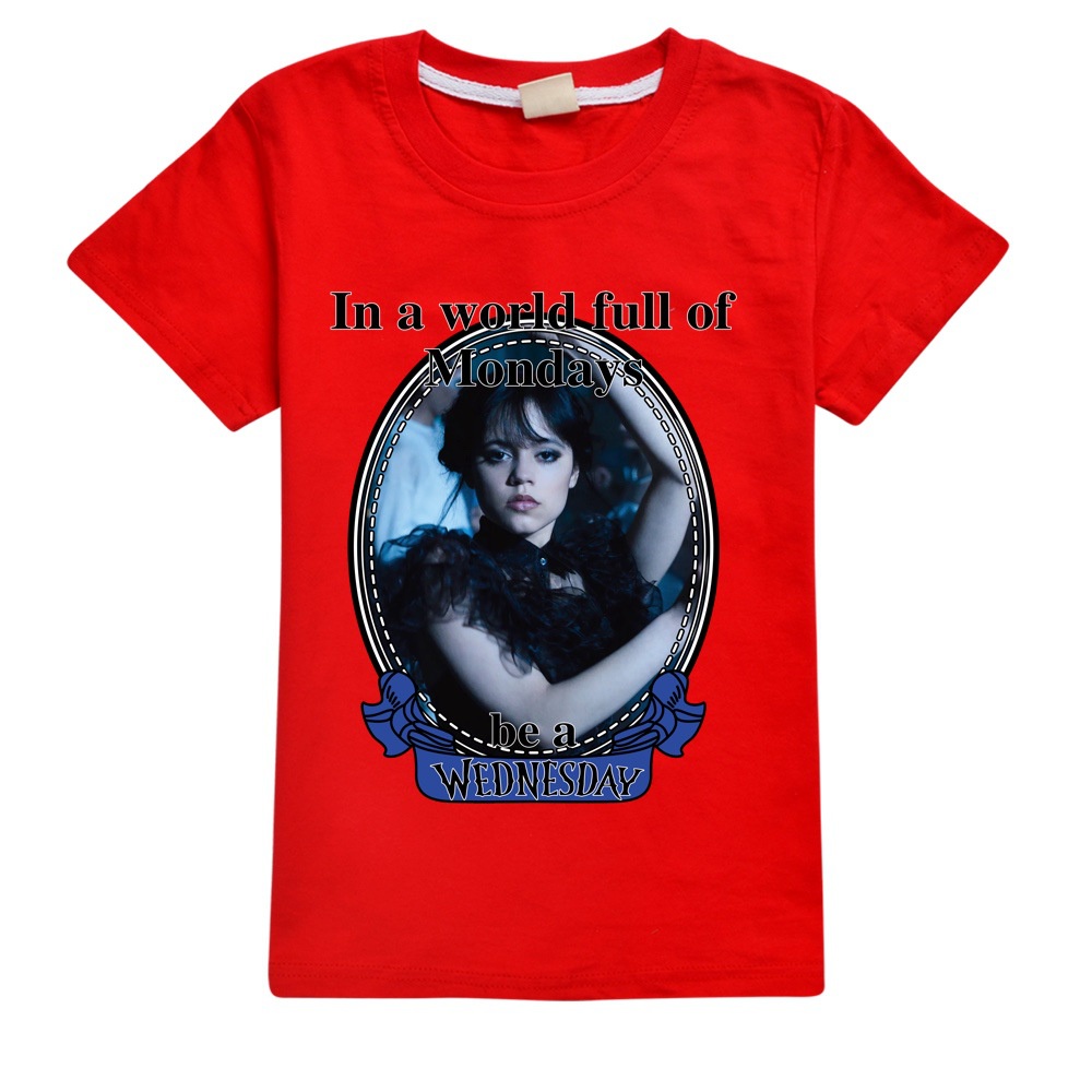 Kids Adult summer Wednesday T-shirt The Addams Family Printed T-Shirt Short Sleeve Top Cosplay gift