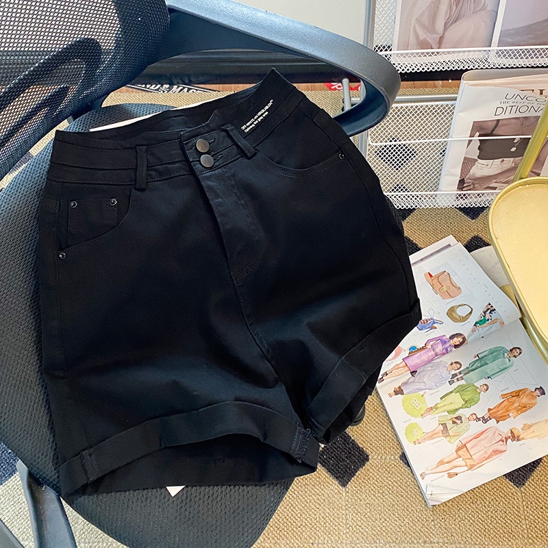 Quần Short denim Chữ A Lưng Cao Thời Trang Mới Cho Nữ