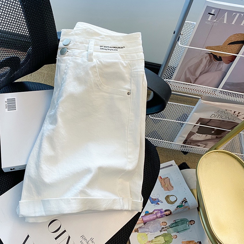 Quần Short denim Chữ A Lưng Cao Thời Trang Mới Cho Nữ