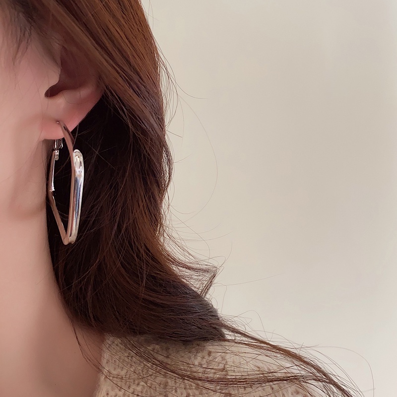 Bông Tai Kim Loại Hình Học Đơn Giản Cực Kỳ Phong Cách retro Hong Kong Cá Tính Dành Cho Nữ