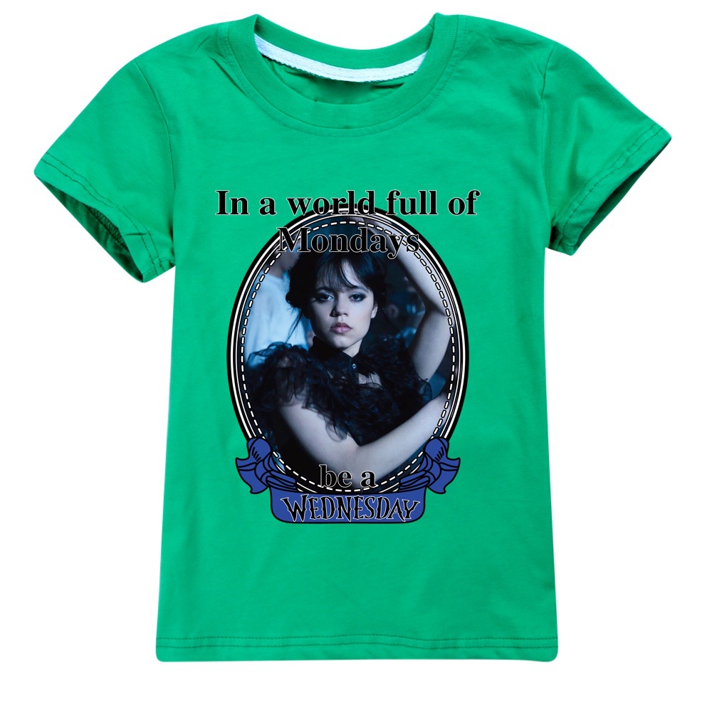Kids Adult summer Wednesday T-shirt The Addams Family Printed T-Shirt Short Sleeve Top Cosplay gift