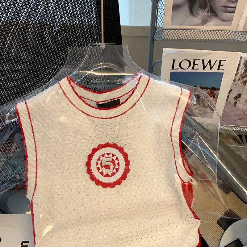 Áo Dệt Kim Sát Nách Dáng Ôm Màu Sắc Tương Phản Thời Trang Mùa Hè Xinh Xắn Cho Nữ