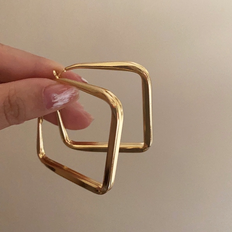 Bông Tai Kim Loại Hình Học Đơn Giản Cực Kỳ Phong Cách retro Hong Kong Cá Tính Dành Cho Nữ